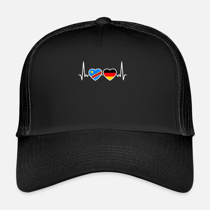 DR Congo Germany Heartbeat Flag Congolese Trucker Cap