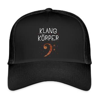 Bassschlüssel Musiker Chor Musik Bass Sänger - Trucker Cap - Schwarz/Schwarz - Vorne