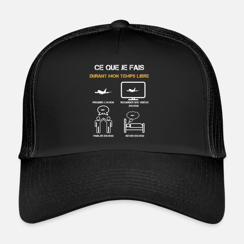 avion temps libre humour - Casquette trucker  - noir/noir