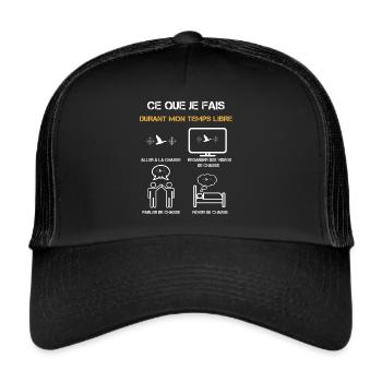 chasse hutte temps libre humour - Casquette trucker  - noir/noir - Devant