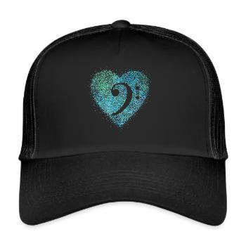Bassschlüssel Bass Sänger Cello Musiklehrerin - Trucker Cap - Schwarz/Schwarz - Vorne