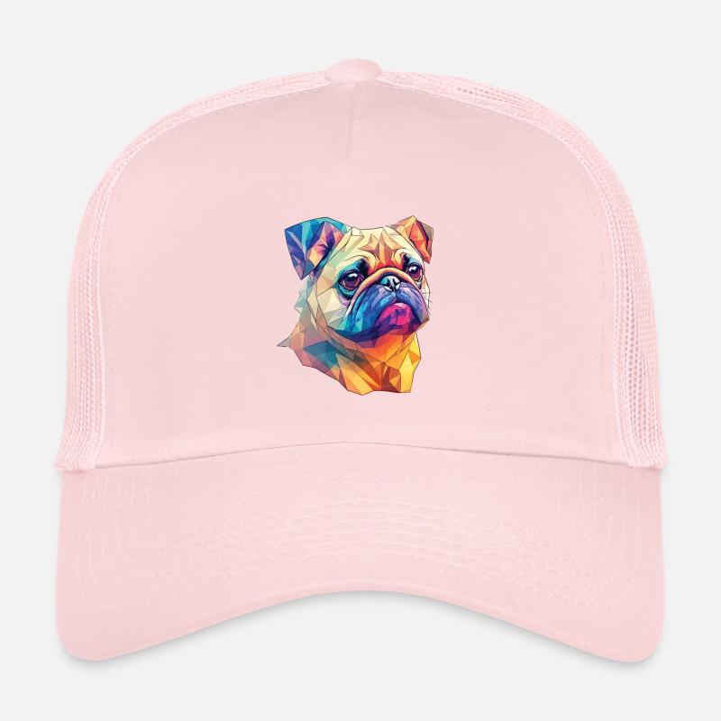 Polygon Art Pug Dog Design Dogs Lover Trucker Cap