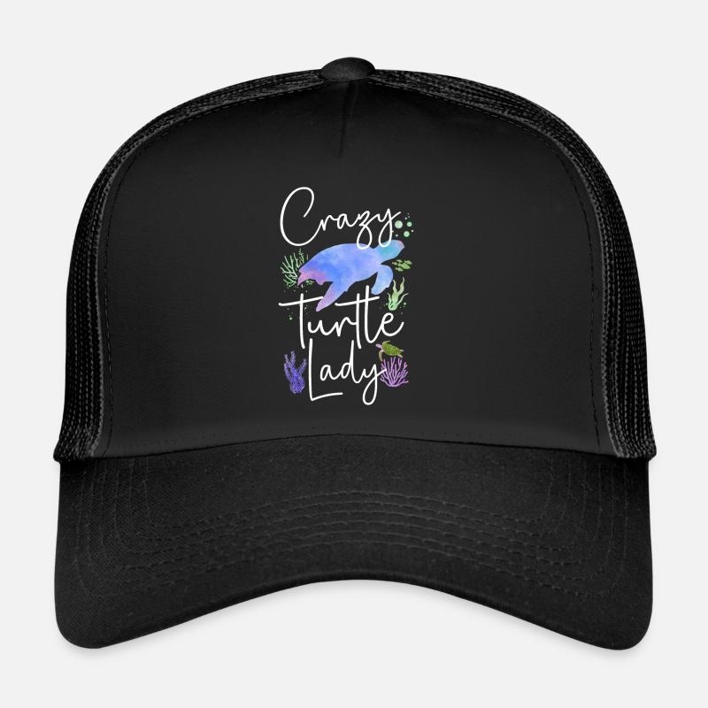 Sea Turtle Tortoise Watercolor - Trucker Cap - Schwarz/Schwarz