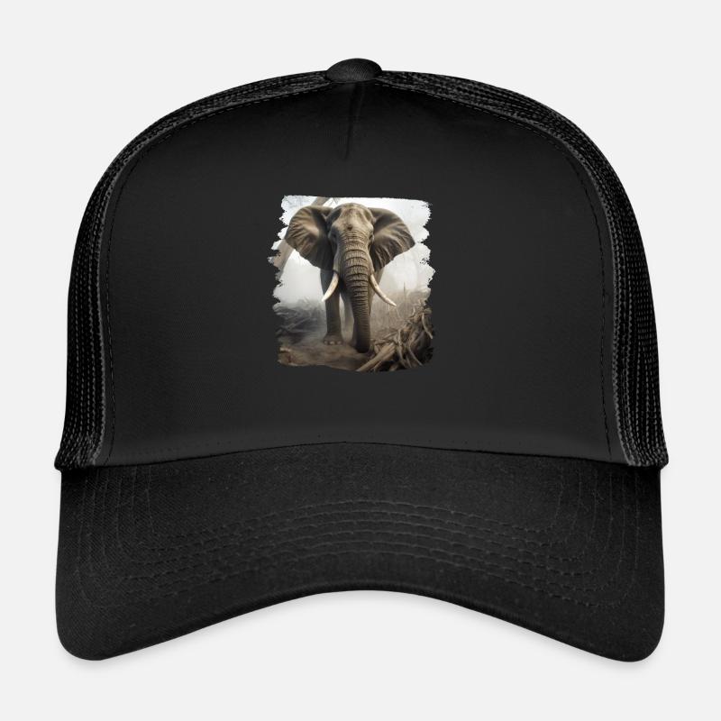 Elephant realistic elephant - Trucker Cap - black/black