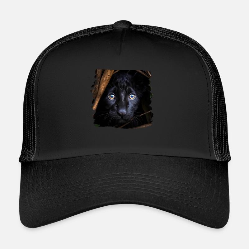 schwarzer Panther realistic Panther - Trucker Cap - Schwarz/Schwarz