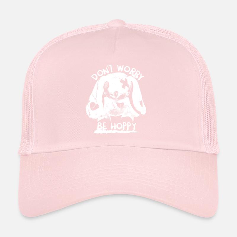 Dont Worry Be Hoppy Monster Bunny Rabbit Saying Trucker Cap