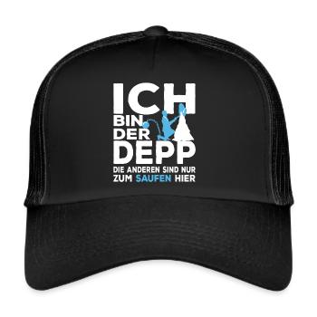 Lustiger JGA Junggesellenabschied Ich Bin Der Depp - Trucker Cap - Schwarz/Schwarz - Vorne
