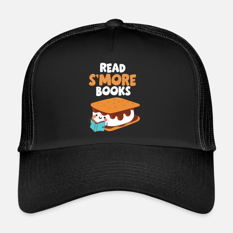 Marshmallow Camping Campfire Funny Read Smore Book Trucker Cap