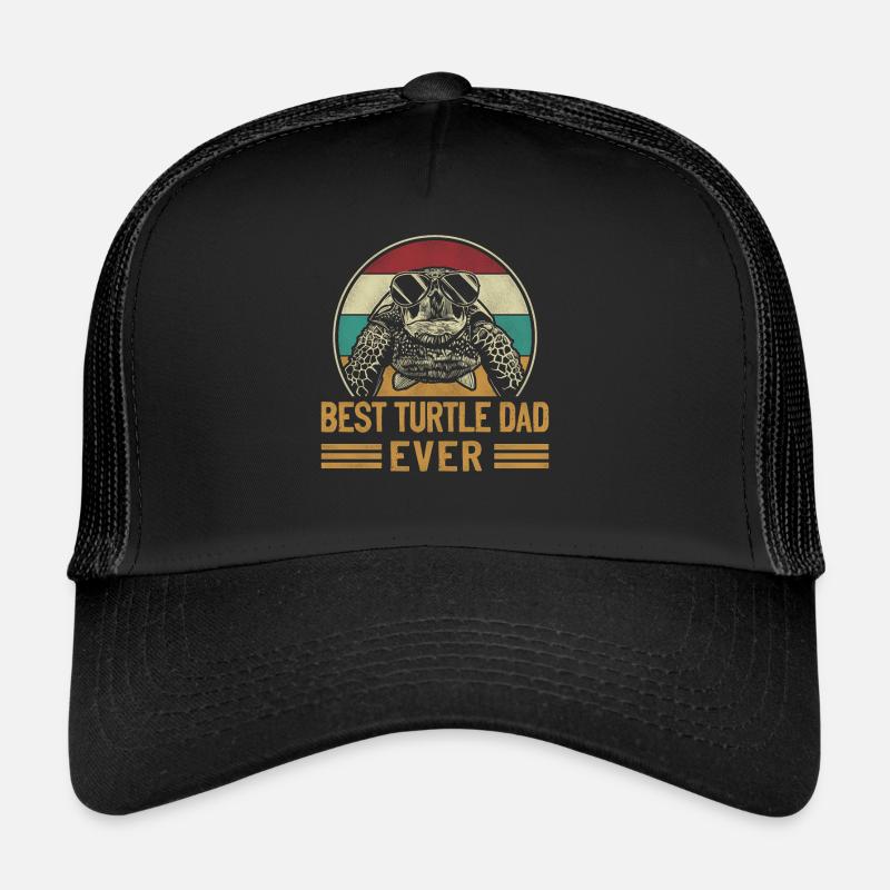 Sea Turtle Tortoise Dad Retro - Trucker Cap - Schwarz/Schwarz