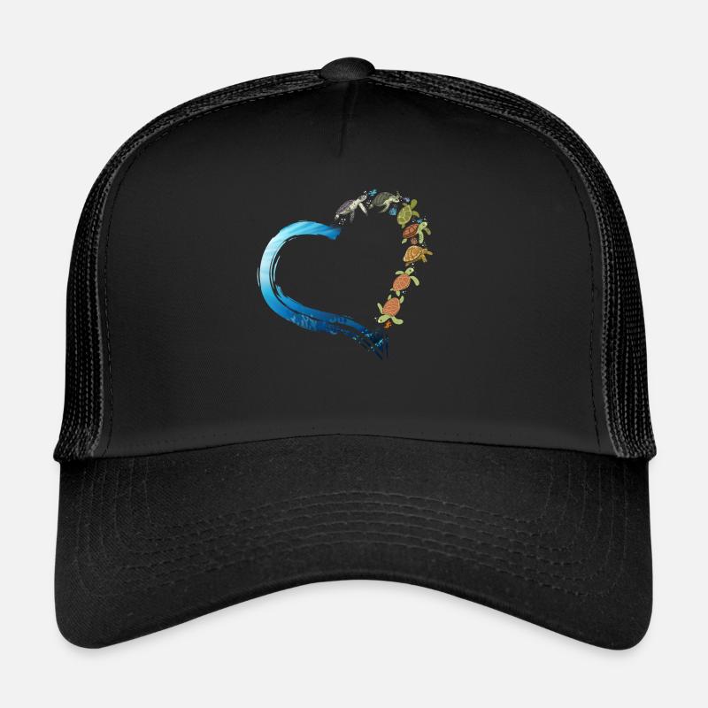 Sea Turtle Tortoise Heart - Trucker Cap - Schwarz/Schwarz