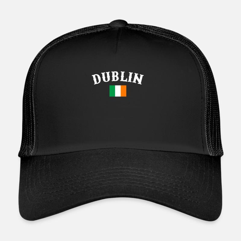 Dublin, Ireland, Flag, Irish Irish - Trucker Cap - black/black