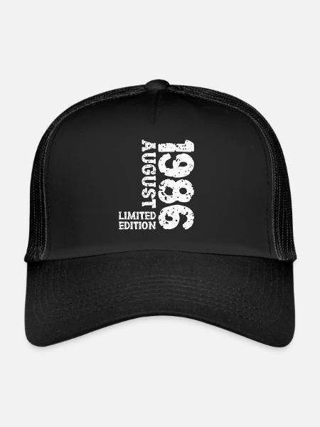 1986 August Limited Edition 37th Birthday Outfit - Trucker Cap - black/black - Front