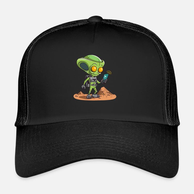 Alien als Geocacher - Geocaching Geocacher - Trucker Cap - Schwarz/Schwarz