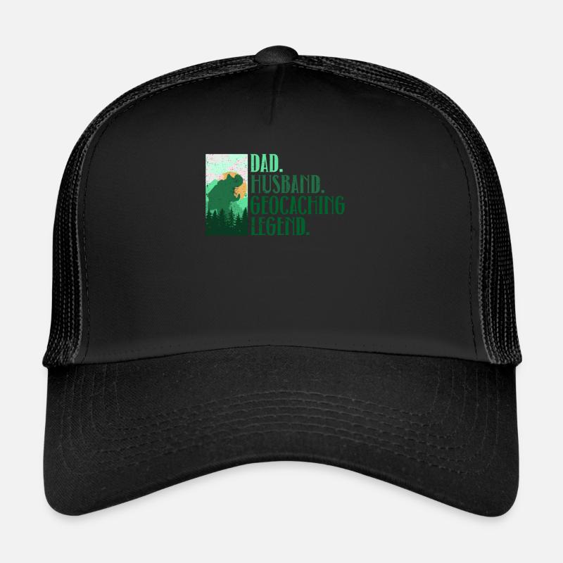 Vater. Ehemann. Geocaching-Legende. - Geocaching - Trucker Cap - Schwarz/Schwarz