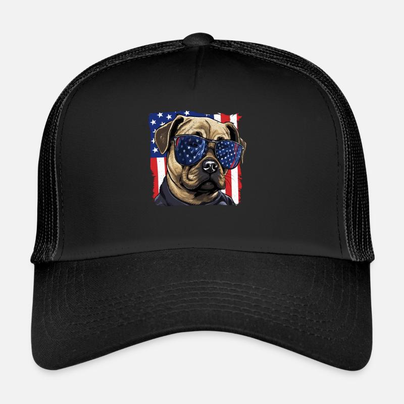 Mops Sonnenbrille Usa Flagge Trucker Cap