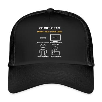 parpaing temps libre humour - Casquette trucker  - noir/noir - Devant