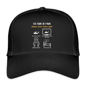 pêche barque temps libre humour - Casquette trucker  - noir/noir - Devant