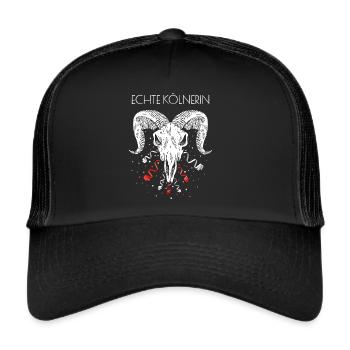 Echte Kölnerin Köln Cologne Colonia Fußballfan - Trucker Cap - Schwarz/Schwarz - Vorne