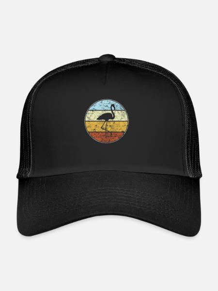 Flamant rose Rétro - Casquette trucker  - noir/noir - Devant