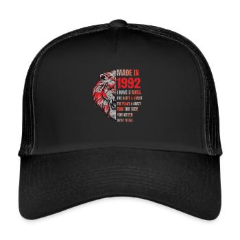 1992 Birthday Lion made in - Trucker Cap - black/black - Front