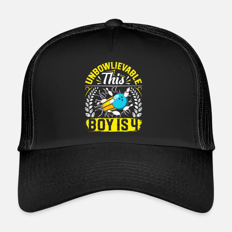 B-Day Unbowlievable This Boy is 4 Bowling Trucker Cap