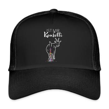 Karneval Fasching Fasnacht Konfetti Weiberfasnacht - Trucker Cap - Schwarz/Schwarz - Vorne