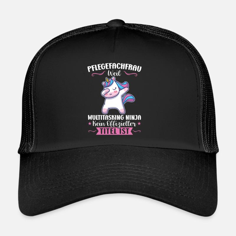 Krankenhaus Pflegefachfrau Pflegerin Geschenk - Trucker Cap - Schwarz/Schwarz