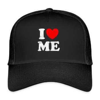 I Love Me Shirt Y2K Joke I Heart Me Love Myself - Trucker Cap - black/black - Front