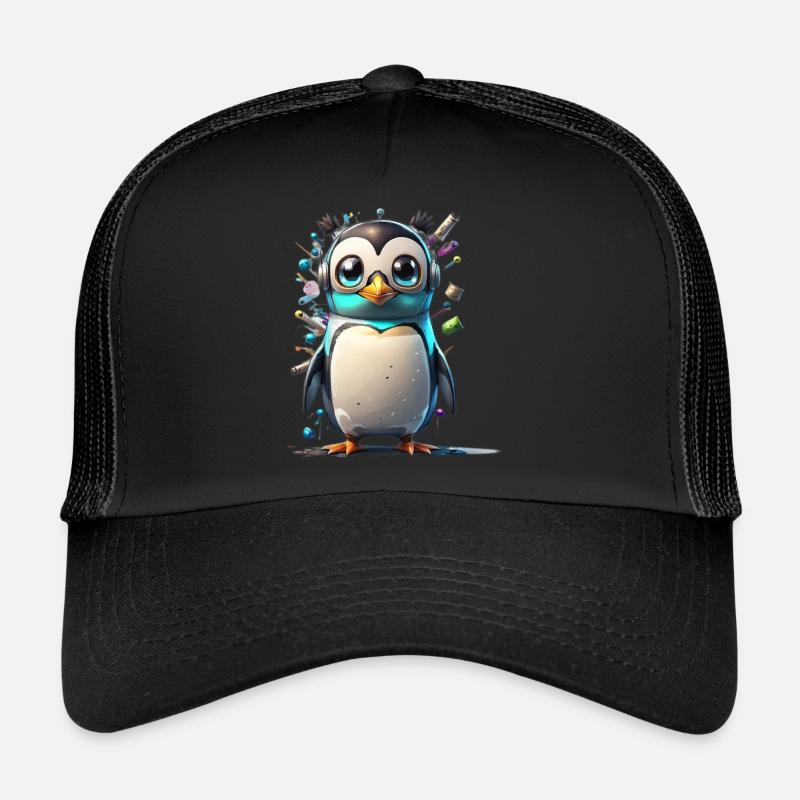 Robot Pingouin - Casquette trucker  - noir/noir