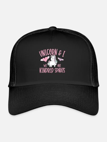 Vintage Rainbow Unicorn & I - sont des esprits apparentés - Casquette trucker  - noir/noir - Devant