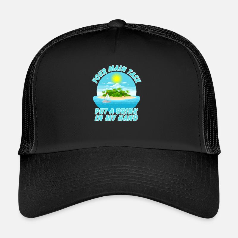 Holiday Beach Island Drinking Trucker Cap