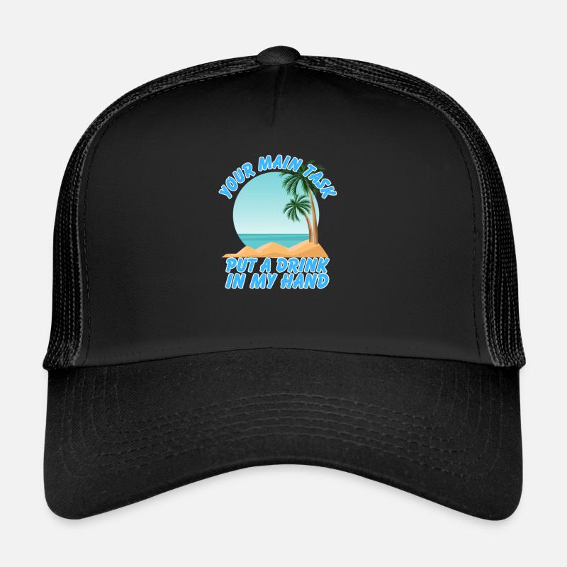 Holiday Beach Island Drinking Trucker Cap