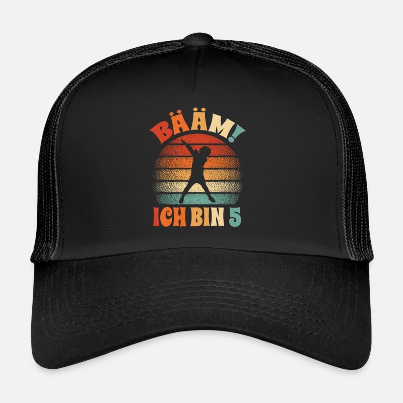 bääm ich bin 5 junge dabbing 5. Geburtstag - Trucker Cap - Schwarz/Schwarz