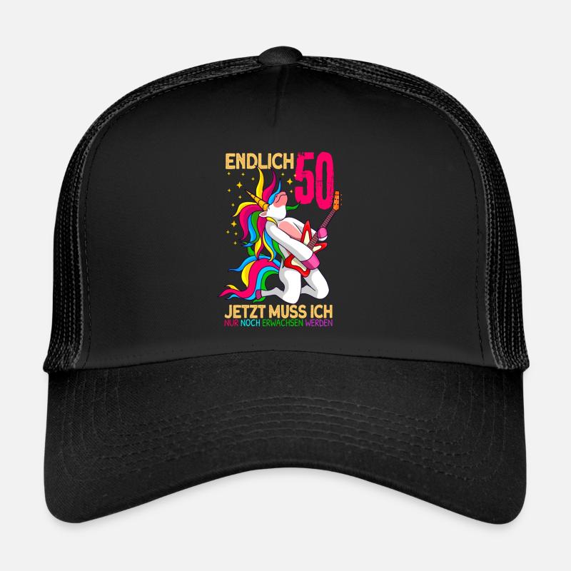 endlich 50 erwachsen Einhorn 50. Geburtstag Trucker Cap