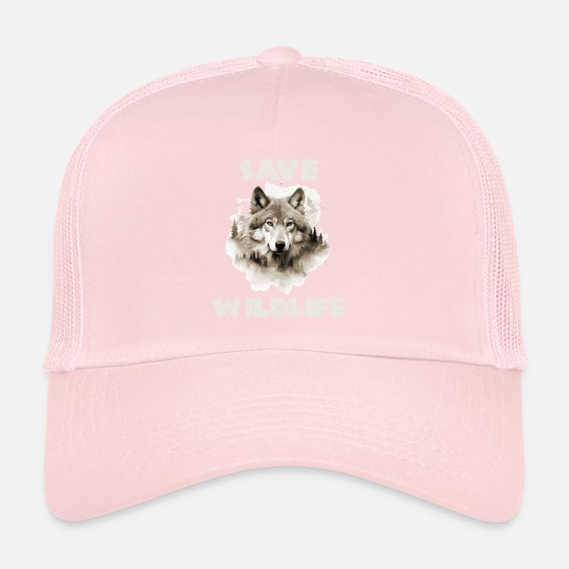 Save Wildlife Wolf Wolf Head Motif Trucker Cap