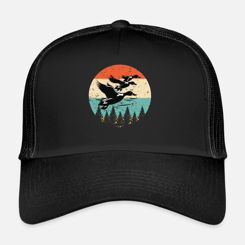 Retro Duck Hunting Sunset Flying Duck Hunter Casquette trucker 