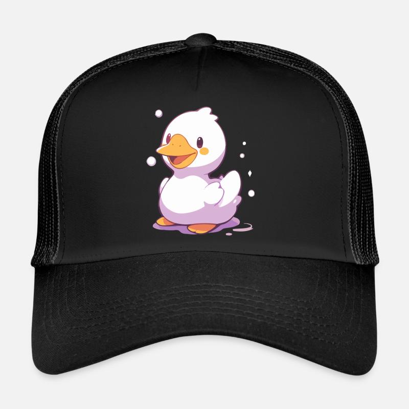 Canard joyeux - Conception de dessin animé heureux - Casquette trucker  - noir/noir