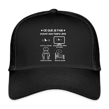 chasse hutte temps libre cadeau chasseur - Casquette trucker  - noir/noir - Devant