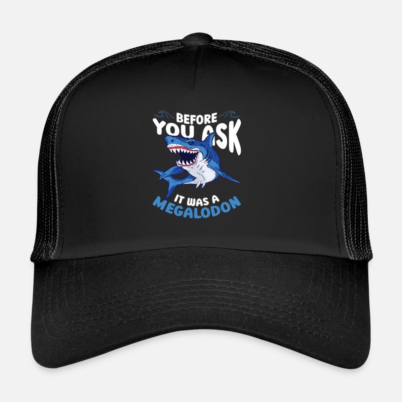 Es war ein Megalodon - Megalodon Shark - Trucker Cap - Schwarz/Schwarz