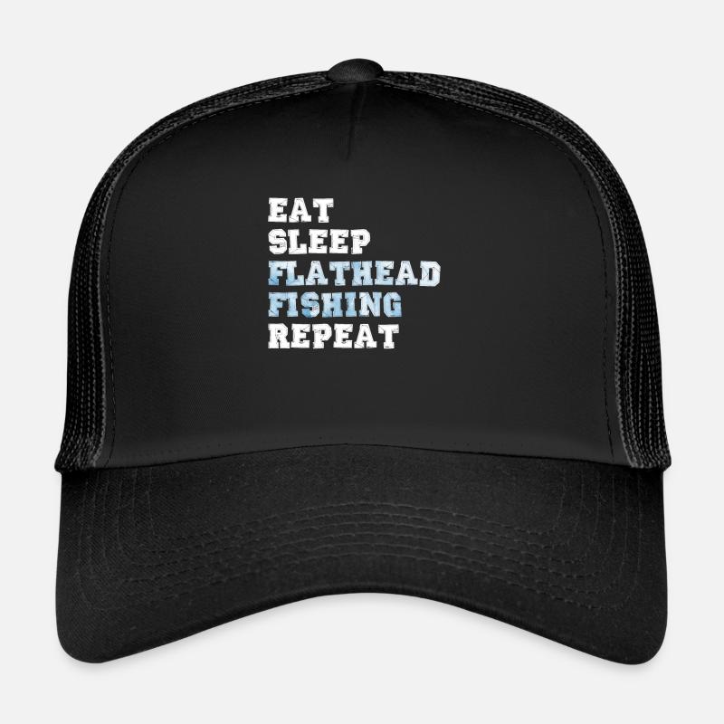 Waller Angler Eat Sleep Flathead Fishing Repeat Trucker Cap