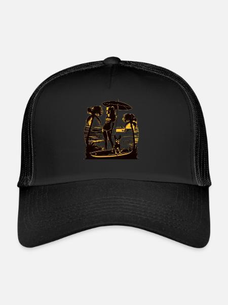 French Bulldog | SUP Stand Up Paddling Surf Girl - Trucker Cap - black/black - Front