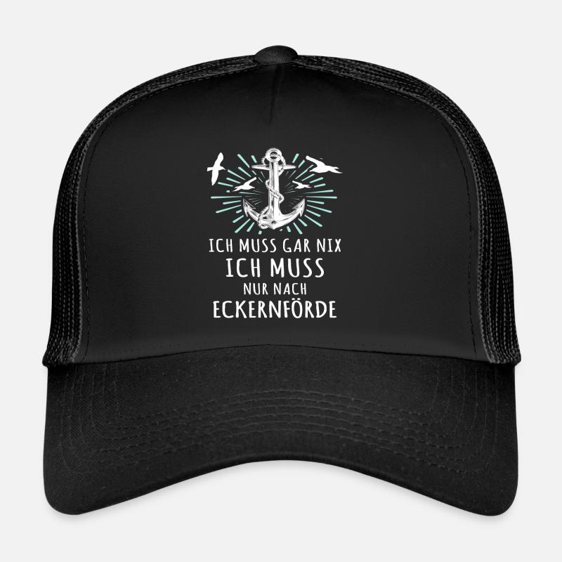 Eckernförde Sprüche Eckernförder - Trucker Cap - Schwarz/Schwarz