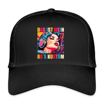 80er Motto Party Das ist mein 80er Jahre Kostüm - Trucker Cap - Schwarz/Schwarz - Vorne