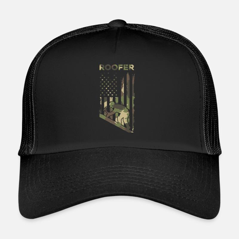 Roofer US America Flag - Roofing Worker Roofer Trucker Cap