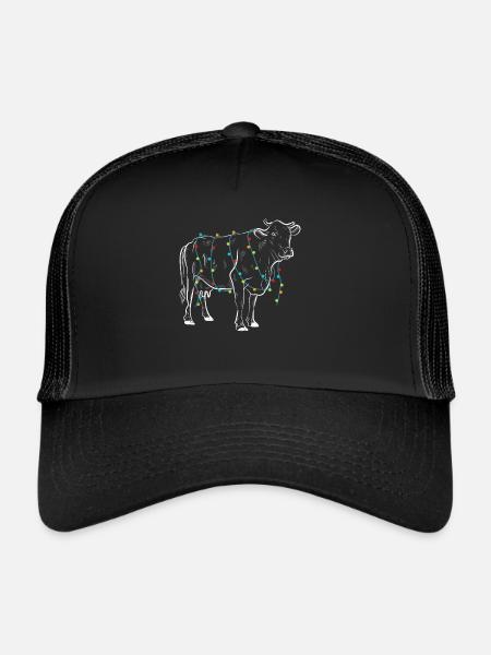 Vache Lumières de Noël Famille Amoureux des neiges - Casquette trucker  - noir/noir - Devant
