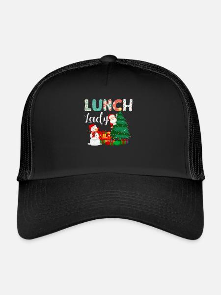 Lunch Lady Funny Christmas Tree Christmas - Trucker Cap - black/black - Front