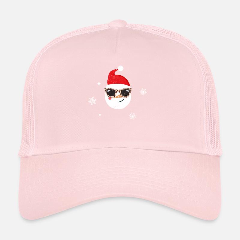 Funny Christmas Snowman Face Leopard Trucker Cap