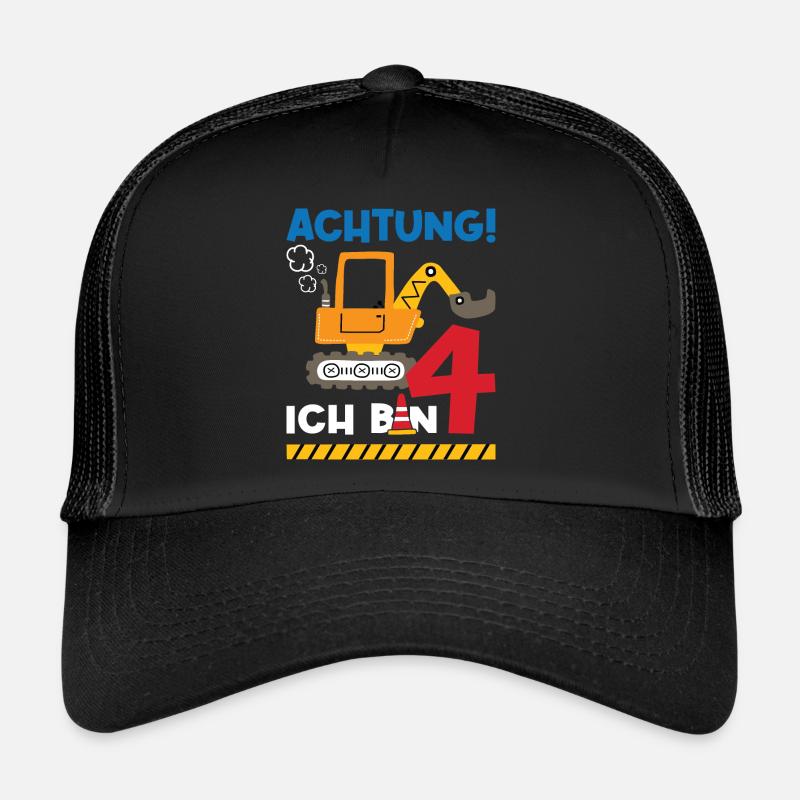 Achtung Ich bin Vier - Trucker Cap - Schwarz/Schwarz