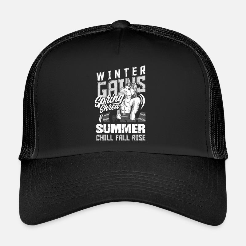 Winter Gains, Spring Shred, Summer Chill, Fall Trucker Cap