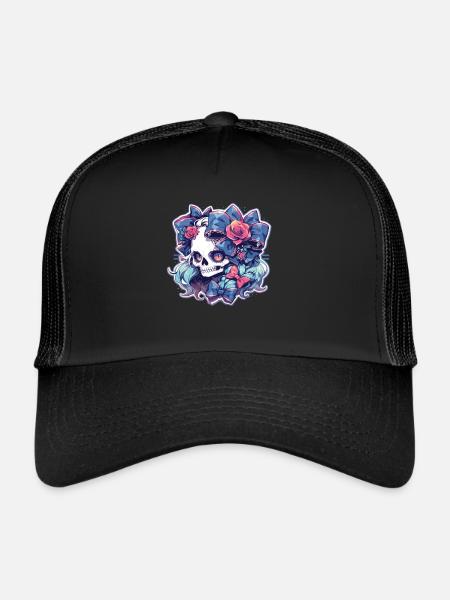Totenkopf - Trucker Cap - Schwarz/Schwarz